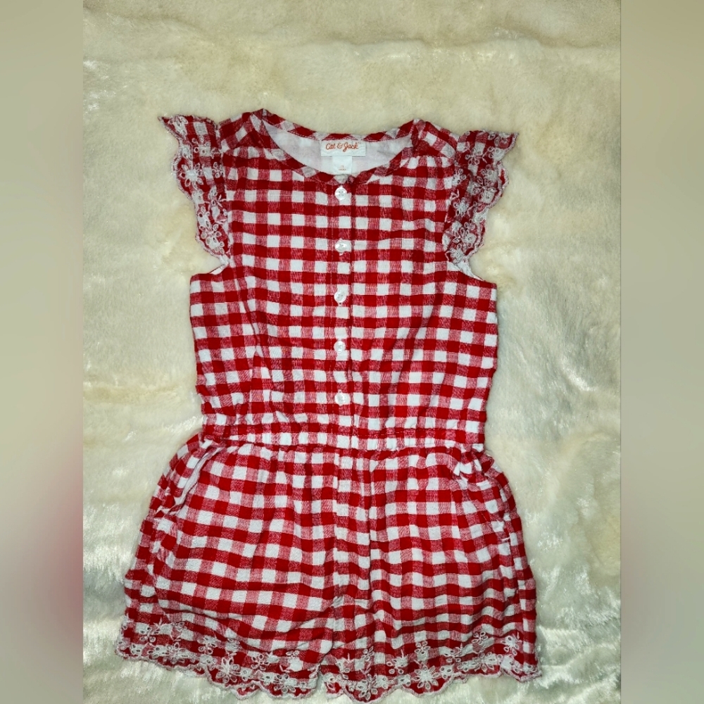 3T Cat&Jack red and white romper